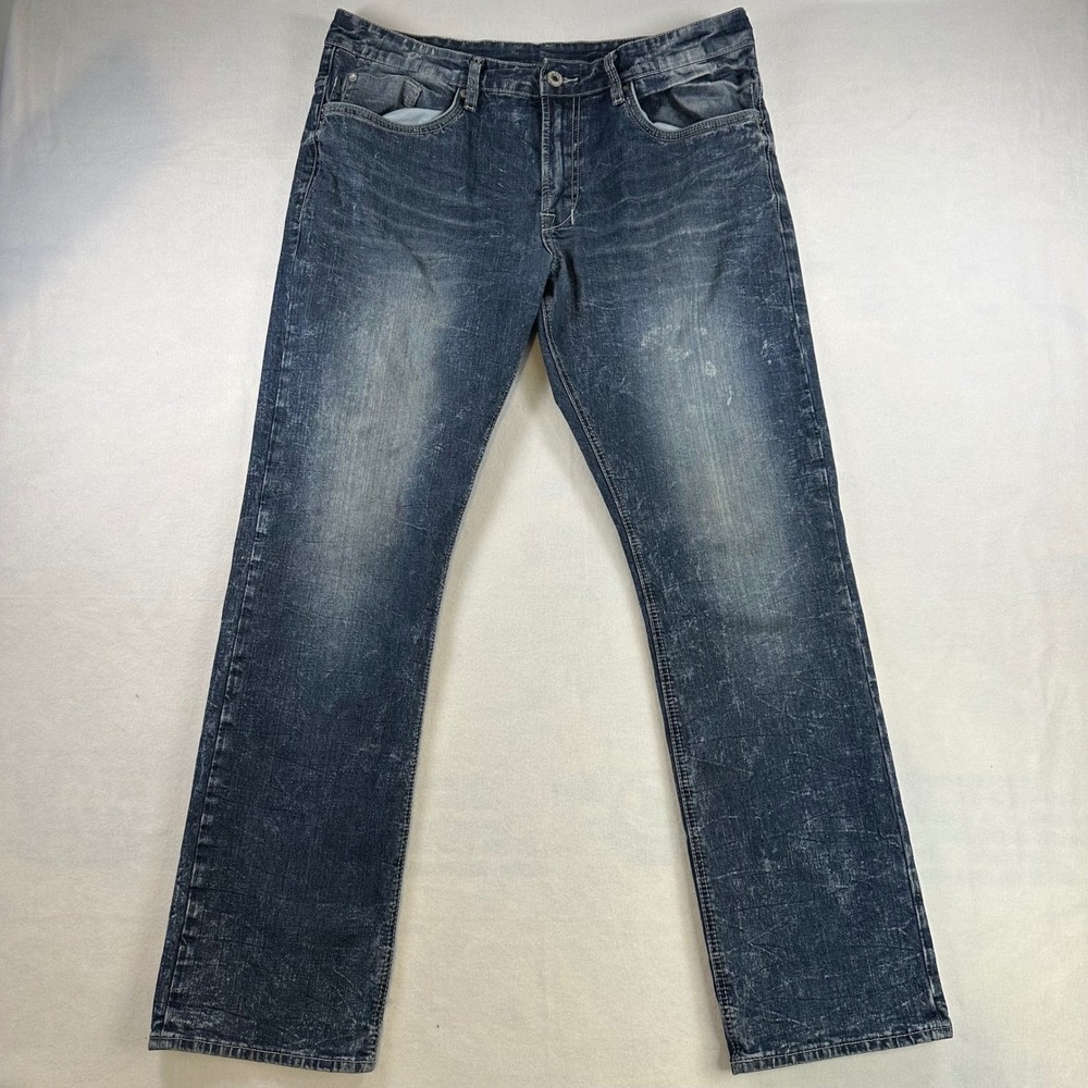 Buffalo David Bitton Driven-X Mens Straight Leg Distressed Jeans Blue 38x32